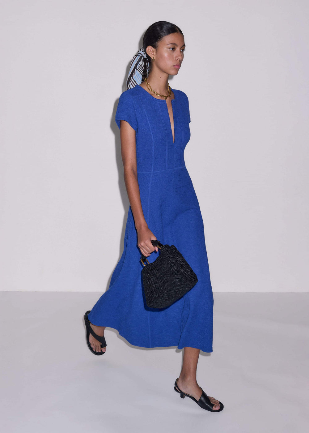 Blue Fit + Flare Maxi Dress meandem