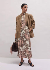Pink Paisley Print Fit + Flare Maxi Dress meandem
