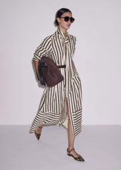 Cream Spring Stripe Maxi Dress + Belt meandem