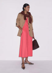 Pink Crease-Less Linen Embroidered Maxi Dress meandem