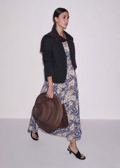 Blue Elaborate Botanical Tiered Maxi Dress meandem