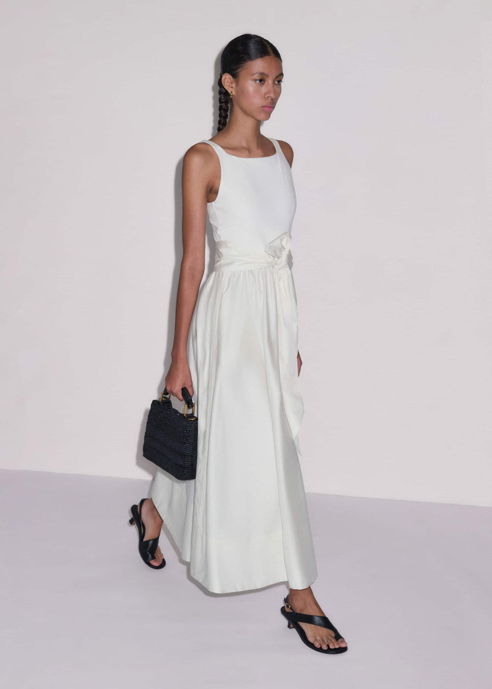 Cream Fit + Flare Maxi Dress meandem