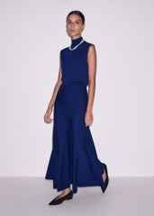 Blue High Neck Knit Maxi Dress + Layering Top meandem