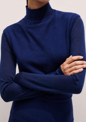 Blue High Neck Knit Maxi Dress + Layering Top meandem