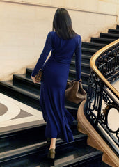 Blue High Neck Knit Maxi Dress + Layering Top meandem