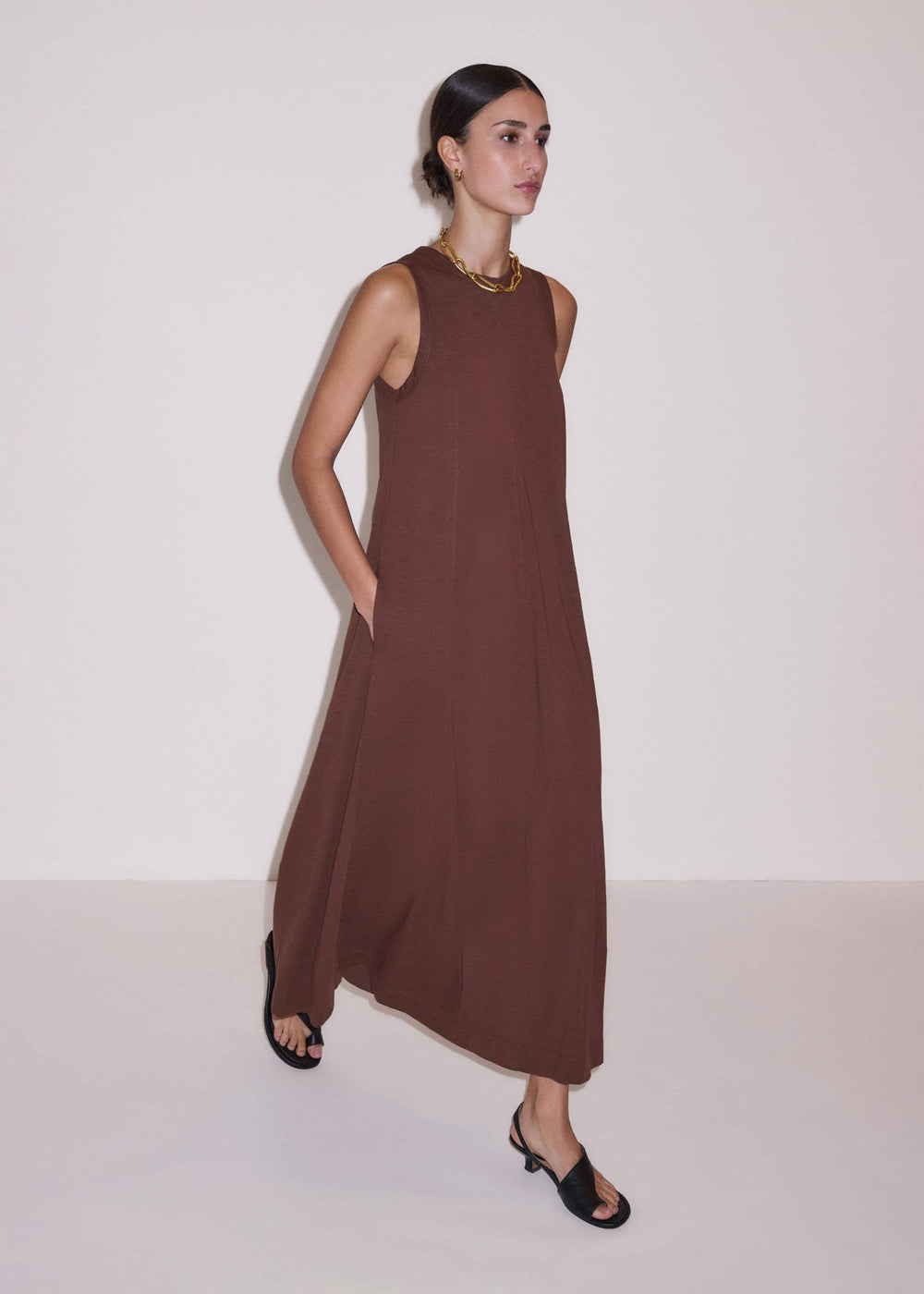 Cinnamon Brown Maxi Swing Dress meandem