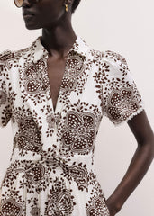 White Cheesecloth In-Full-Bloom Print Maxi Dress + Belt meandem