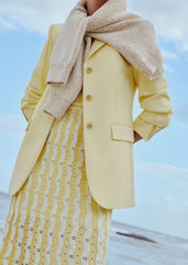 Yellow Textured Pointelle Stripe Knit Maxi Dress meandem