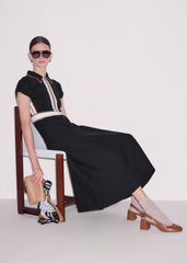 Black Milano Knit Collared Maxi Dress meandem