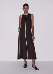 Brown Crease-Less Linen Effortless Maxi Dress meandem