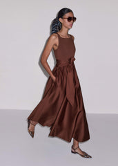 Cinnamon Brown Fit + Flare Maxi Dress meandem