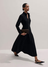 Black A-Line Feature Button Maxi Dress meandem