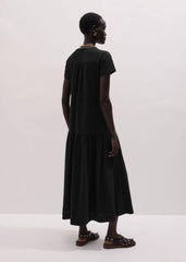 Black A-Line Tiered Maxi Dress meandem