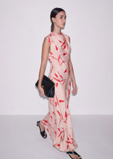 Pink Bias Cut Maxi Dress meandem