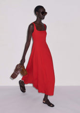 Red Contour Seam Fit + Flare Maxi Dress meandem