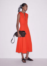 Orange Curling Crosses Jacquard Midi Dress meandem