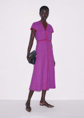 Purple Fringe Detail Fit + Flare Midi Dress meandem