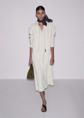 Ivory Striped Fit + Flare Midi Dress meandem