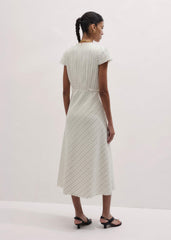 Ivory Striped Fit + Flare Midi Dress meandem