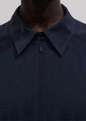 Navy Cotton Seersucker Fit + Flare Midi Dress meandem