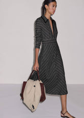 Black Stripe Tweed Midi Dress meandem