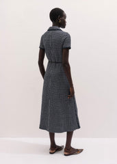 Navy Textured Midi Dress + Belt meandem