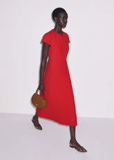 Red Fringe Detail Fit + Flare Midi Dress meandem