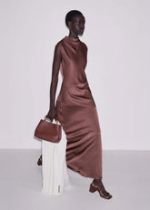 Cinnamon Bias Cut Full Length Dress meandem