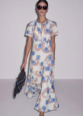 Cream Fit + Flare Maxi Dress meandem
