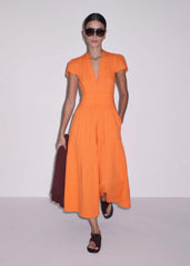 Orange Cheesecloth Fit + Flare Maxi Dress meandem