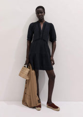 Navy Cheesecloth Short Swing Dress meandem