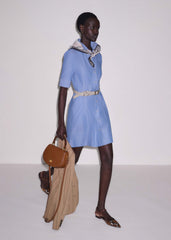 Blue Cotton Chambray Mini Shirt Dress meandem