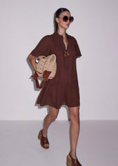 Cinnamon Brown Mini Swing Dress meandem