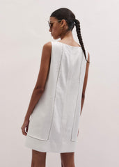 White Crease-Less Linen Embroidered Midi Dress meandem