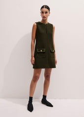 Olive Green Shift Mini Dress meandem
