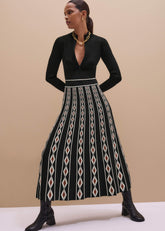 Black Jacquard Half Zip Maxi Dress meandem