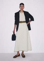 Ivory Striped Bias Cut Maxi Dress meandem
