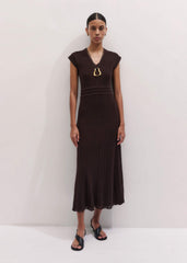 Brown Pointelle Maxi Dress meandem
