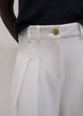Ivory Double Pleat Wide-Leg Pant meandem