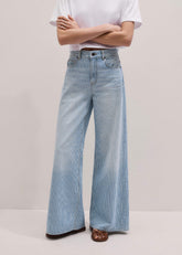 Blue Micro Stripe Ultimate Wide-Leg Jean meandem