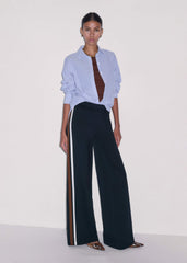 Navy Side Stripe Stretch Jersey Icon Track Pant meandem
