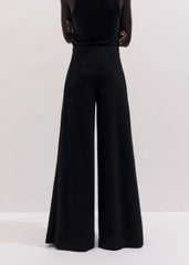 Black Textured Wide-Leg Palazzo Pant meandem