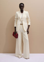 Ivory Luxe Jacquard Wide-Leg Pant meandem