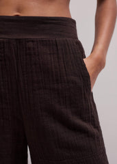 Brown Cheesecloth Wide-Leg Pant meandem