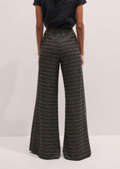 Black Stripe Tweed Wide-Leg Pant meandem