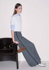 Navy Textured Wide-Leg Pant meandem