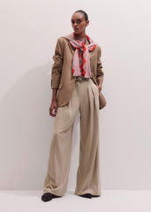 Brown Wide-Leg Double Pleat Pinstripe Pant meandem