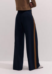 Navy Contrast Side Panel Wide-Leg Pant meandem