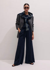 Navy Cheesecloth Wide-Leg Pant meandem