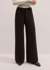 Brown Cashmere Wide-Leg Knit Pant meandem